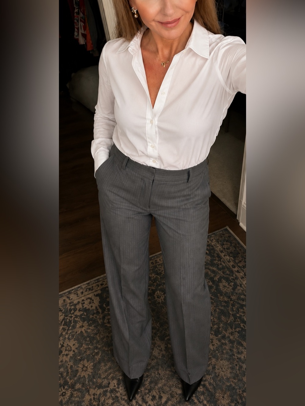 J. Crew Gray and Cream Lined Pants